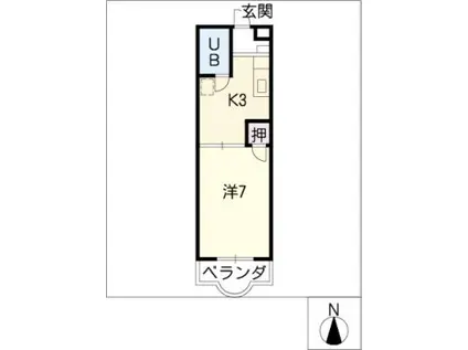 レジデンスゆたか(1K/3階)の間取り写真