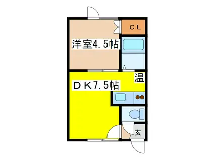 ハイムきもと(1DK/1階)の間取り写真