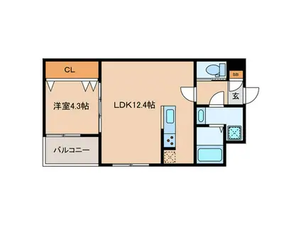 BIOTOP(1LDK/1階)の間取り写真