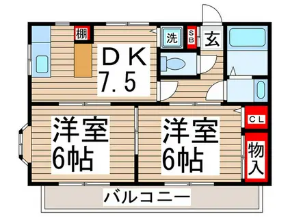 メゾンソレイユII(2DK/1階)の間取り写真