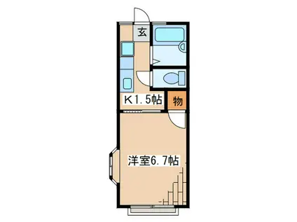 ハイツ中宿NO.6(1K/2階)の間取り写真