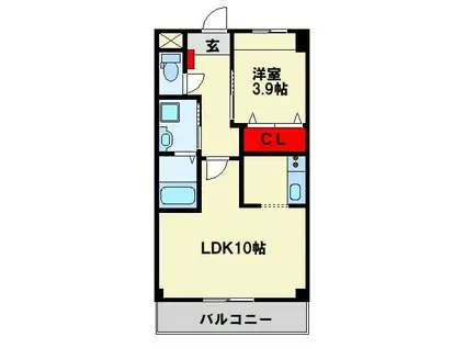 サニーヒルズTATEYASHIKI(1LDK/1階)の間取り写真