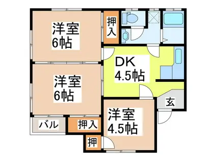 コーポナガシマB(3DK/2階)の間取り写真