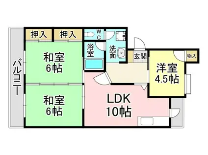 ハイランドマンション千代ヶ崎(3LDK/1階)の間取り写真