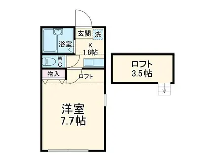 ラピュータ西横浜(1K/3階)の間取り写真