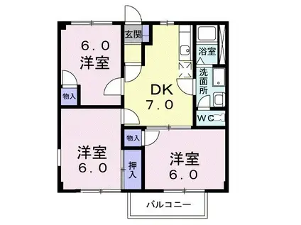 グリーンハウスマチニワサカ(3DK/2階)の間取り写真