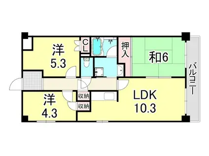 野田マンション(3LDK/3階)の間取り写真
