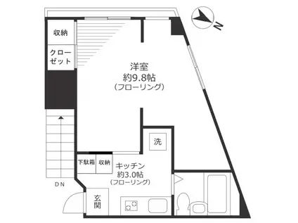 ヒルサイド白山(1K/4階)の間取り写真