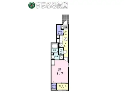 名鉄名古屋本線 新安城駅 徒歩18分 2階建 新築(1K/1階)の間取り写真