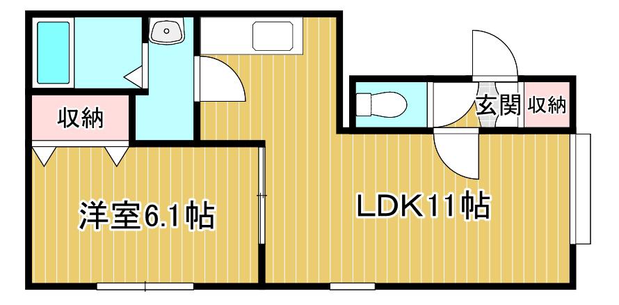 カーサマーレ(1LDK/1階)の間取り写真