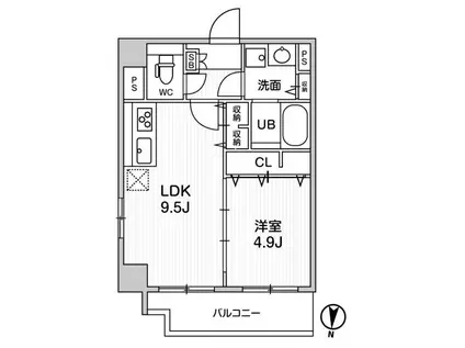 ROOTS RYOGOKU(1LDK/9階)の間取り写真