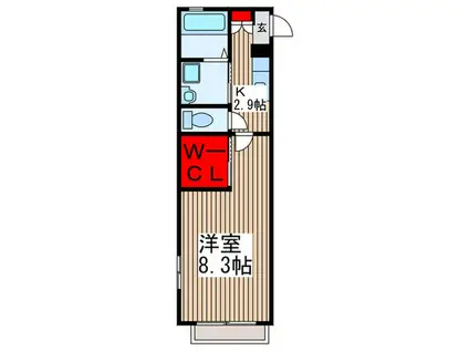 ノルド西浦和(1K/2階)の間取り写真