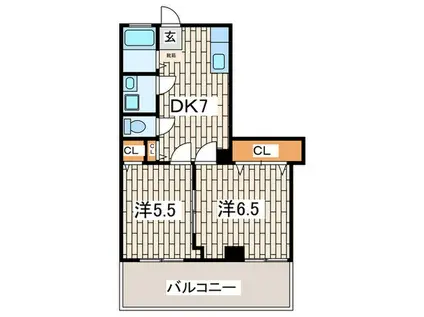新八ビル2号館(2DK/4階)の間取り写真