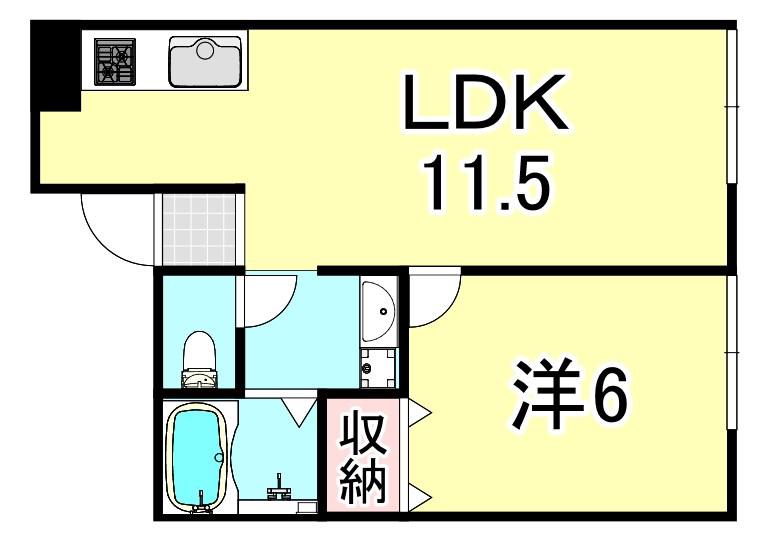 吉岡ハイツ(1LDK/2階)の間取り写真