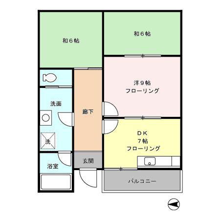 田波ビル(3DK/2階)の間取り写真