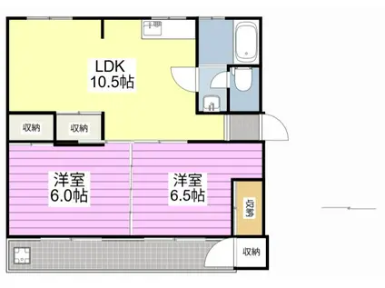 浜田マンションB(2LDK/4階)の間取り写真