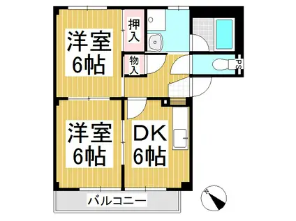 サープラスTWOJOY(2DK/2階)の間取り写真