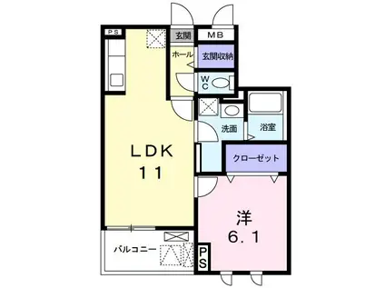 グランファーレ(1LDK/2階)の間取り写真