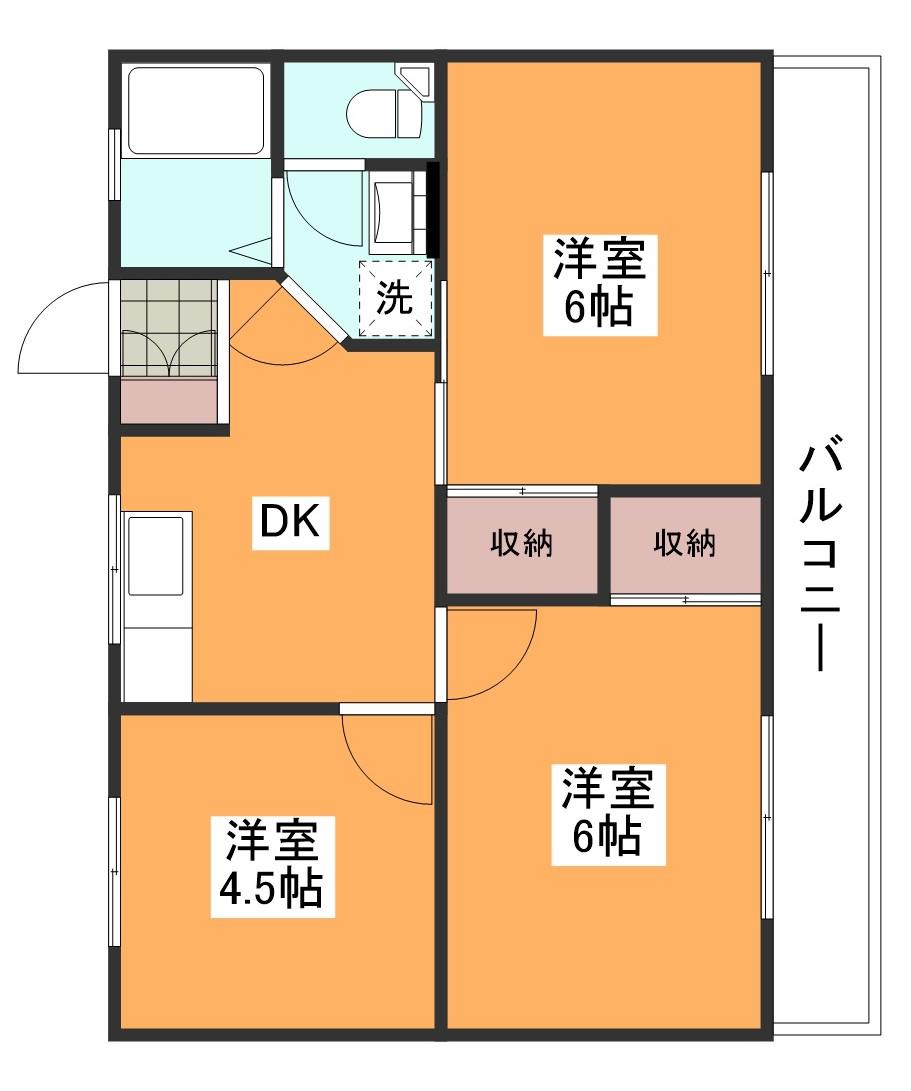 ハラモマンションII(3DK/2階)の間取り写真