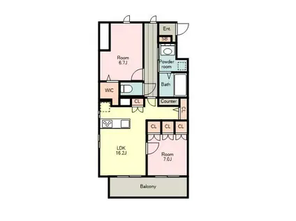 コートデルトゥール昭島(2LDK/4階)の間取り写真