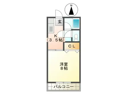 レジデンスタイコー(1K/4階)の間取り写真