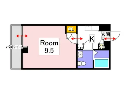 サニーフラッツ(1K/4階)の間取り写真