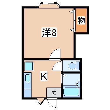 ハイツ陽明(1K/1階)の間取り写真