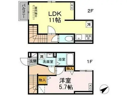 パークサイド柱II(1LDK/1階)の間取り写真