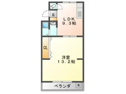 サンライズ藤井寺(1LDK/2階)の間取り写真