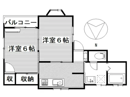 ポシブル(2DK/2階)の間取り写真