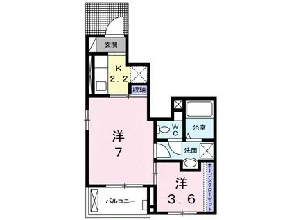 ディアコート林II(2K/1階)の間取り写真