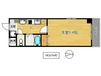 グレイスコート(1K/2階)の間取り写真