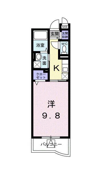 アヴィオンA(1K/1階)の間取り写真