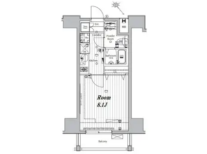 メイクスデザイン門前仲町リバープレイス(1K/9階)の間取り写真