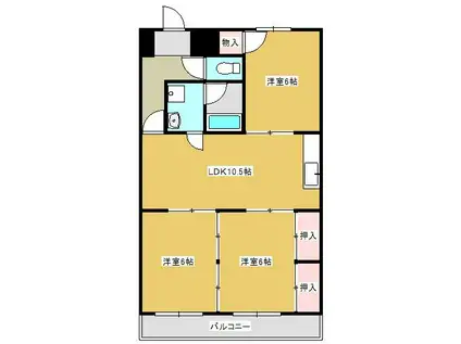 マンションみえ(3LDK/3階)の間取り写真
