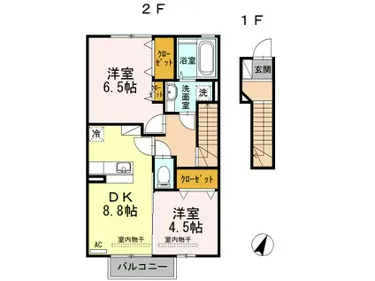 シャルマン彩(2DK/2階)の間取り写真