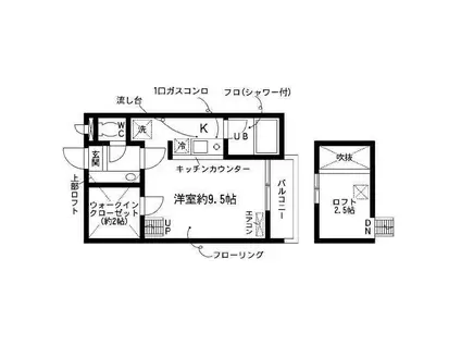 セザンヌ中央通(ワンルーム/2階)の間取り写真