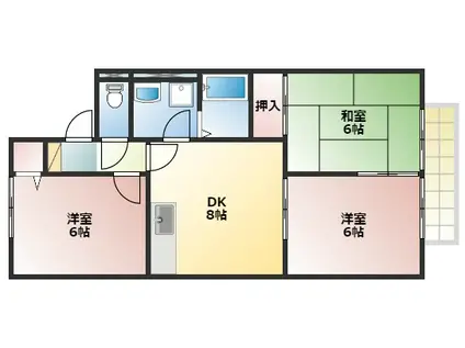 プリシェール西明石(3DK/2階)の間取り写真