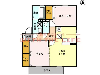アンプルール(2LDK/1階)の間取り写真