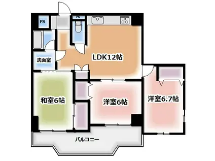 トラスティ御本丸公園(3LDK/3階)の間取り写真