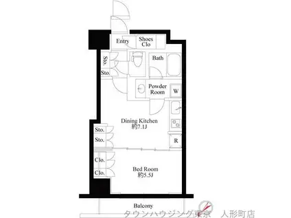 グランスイート銀座レスティモナーク(1DK/11階)の間取り写真