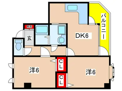 グレース常盤(2DK/4階)の間取り写真