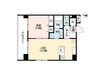 VICTORY1(1LDK/7階)の間取り写真