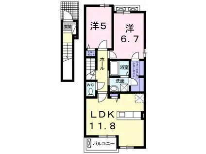 オリーブ赤穂II(2LDK/2階)の間取り写真