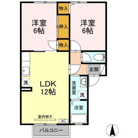 ウィルモア(2LDK/2階)の間取り写真
