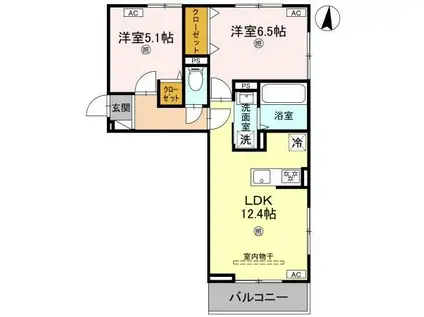 D-REGALO二の宮(2LDK/3階)の間取り写真