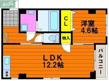 サンフォレスタ西古松(1LDK/2階)の間取り写真