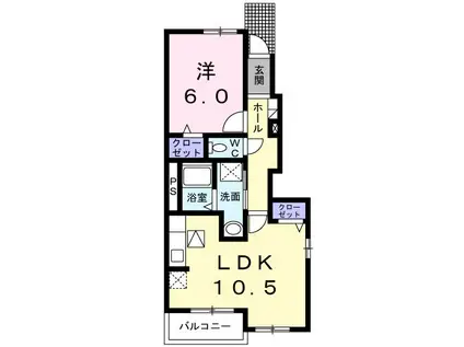 メゾンドラフレB(1LDK/1階)の間取り写真