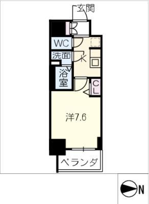 SHOKEN RESIDENCE名古屋 太閤通(1K/6階)の間取り写真