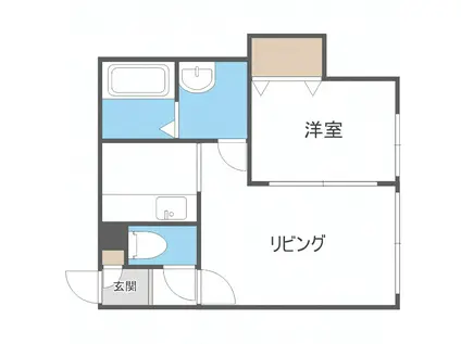 カラバオ白石(1LDK/1階)の間取り写真